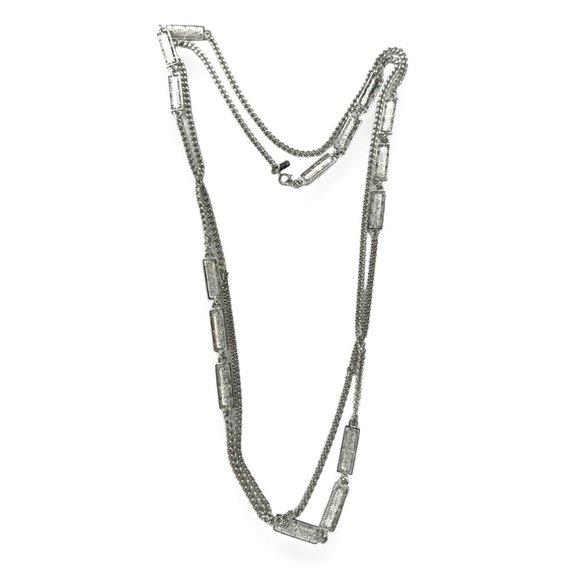 Monet Silvertone Chain Bar Link 56" Necklace Vintage - Picture 1 of 7